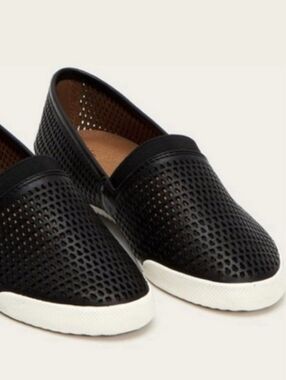 Frye Melanie Perforated Leather Black Flat Slip On